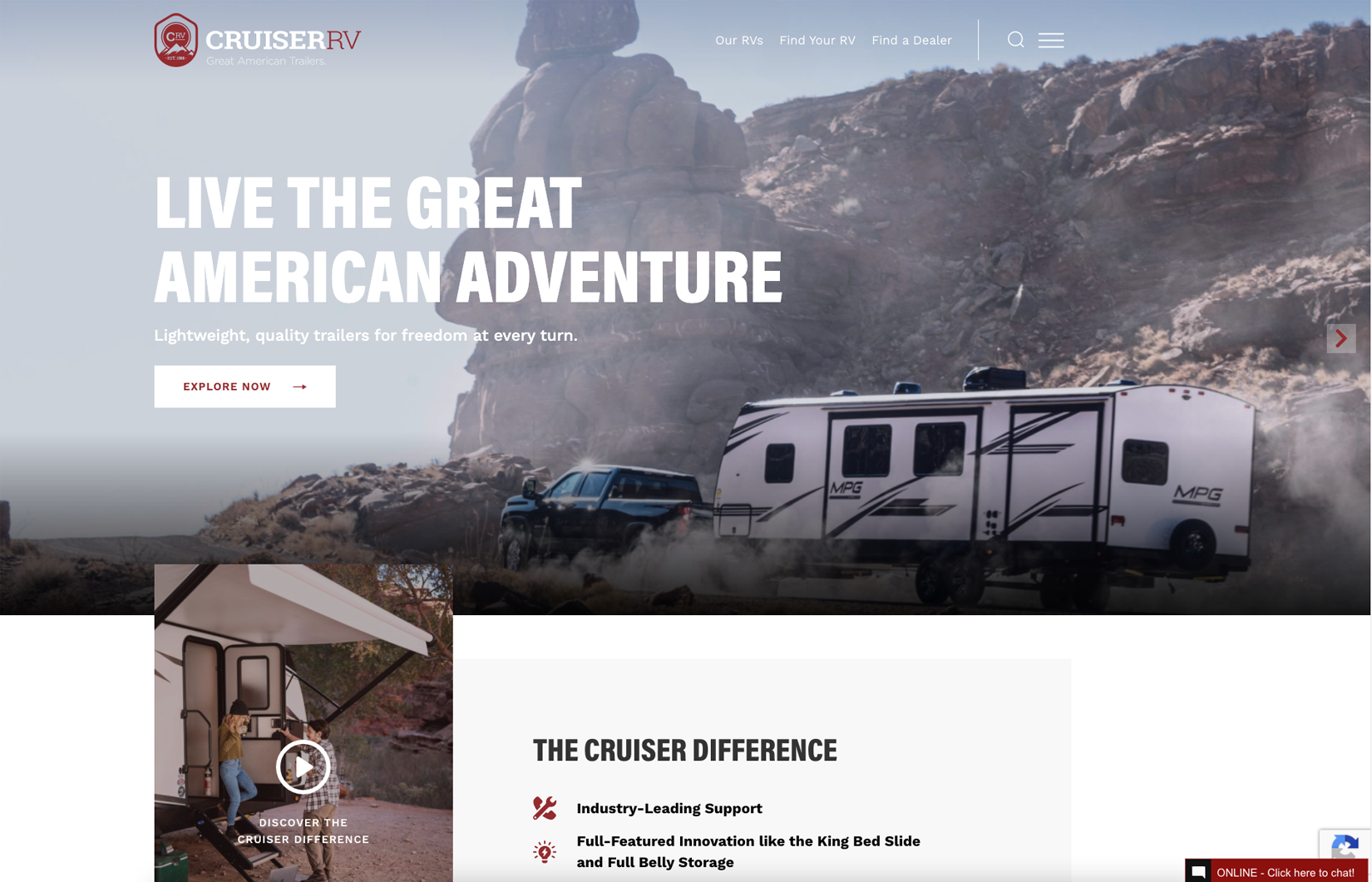 CRV-website-screenshot | I Heart RVing Screenshot of new Cruiser RV website