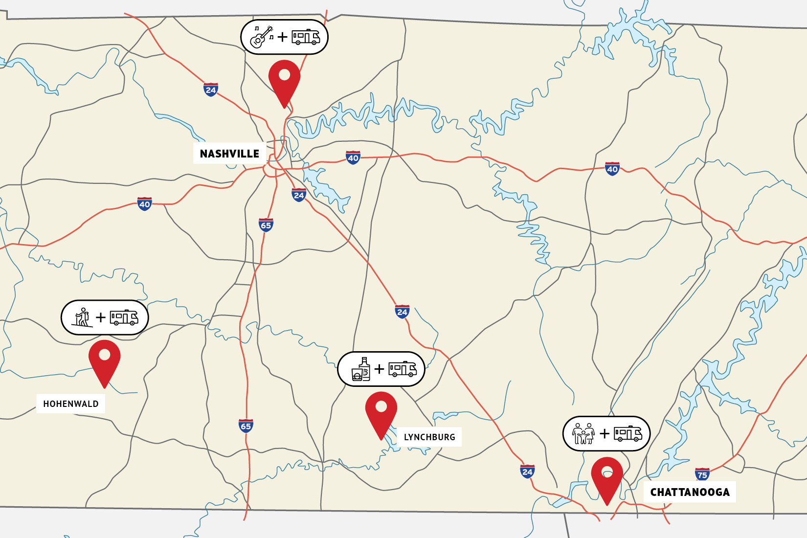 Middle-TN-map | I Heart RVing Map of Middle TN campgrounds