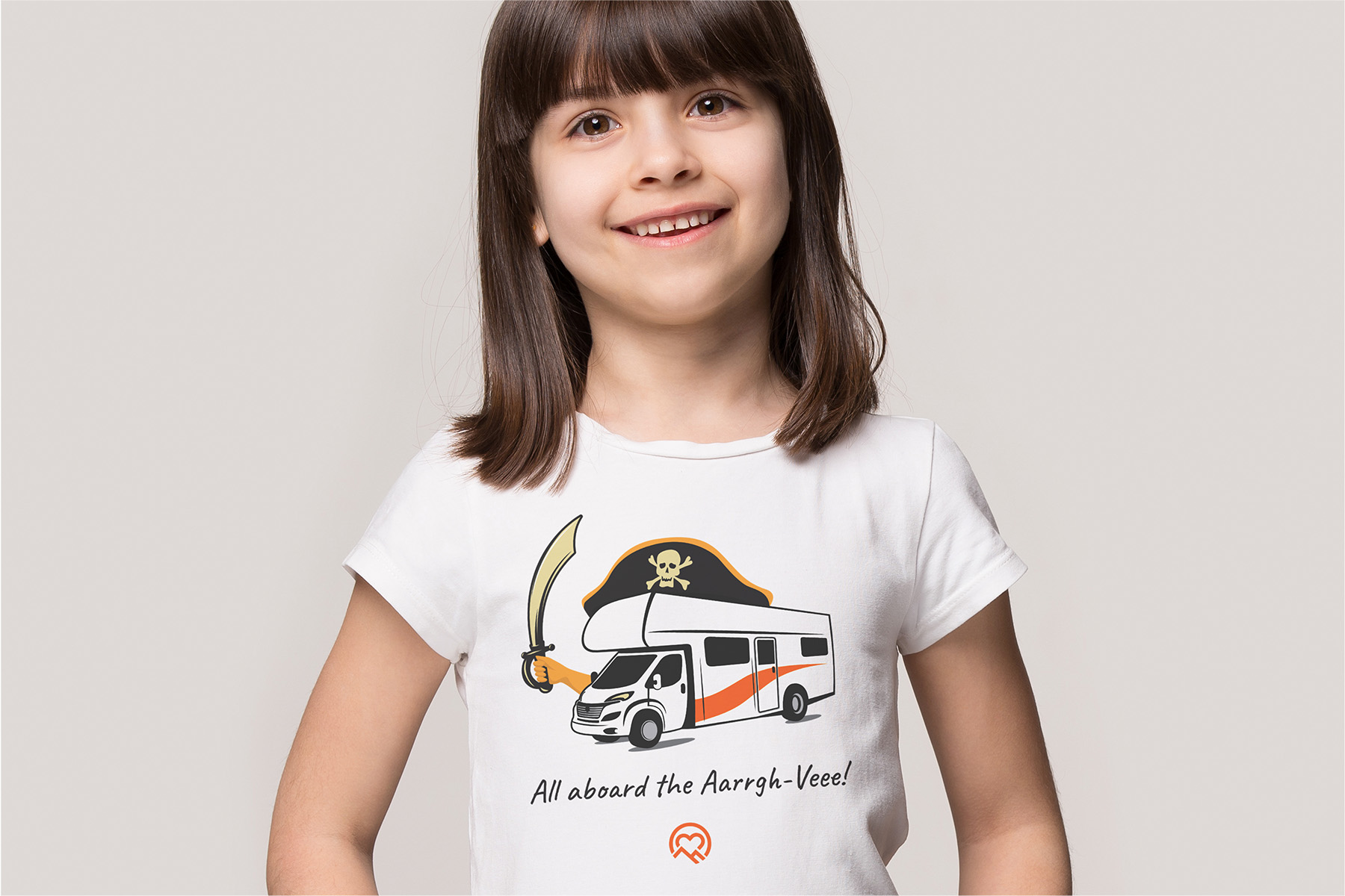 young girl with fun RV shirt