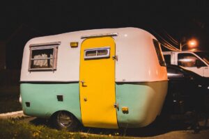 This vintage camper shows that small campers have been popular for generations.