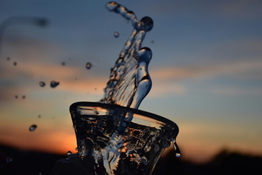 clean drinking water at dusk