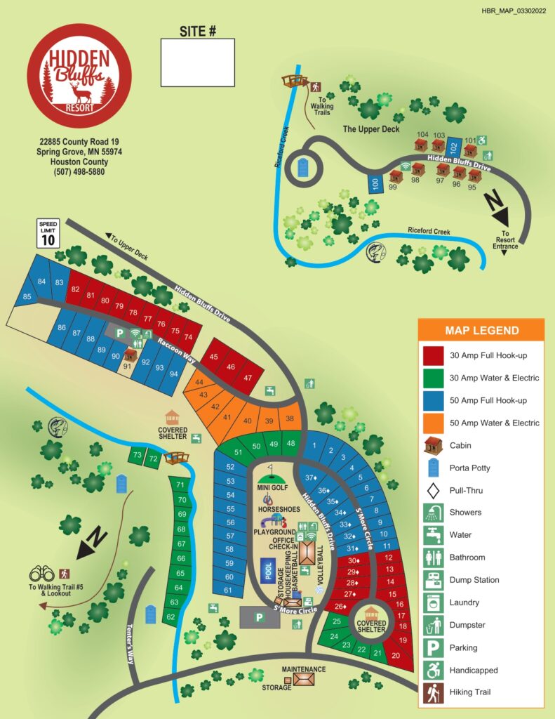Order – October 9, 2025 @ 09:05 PM | I Heart RVing Map of Hidden Bluffs Resort