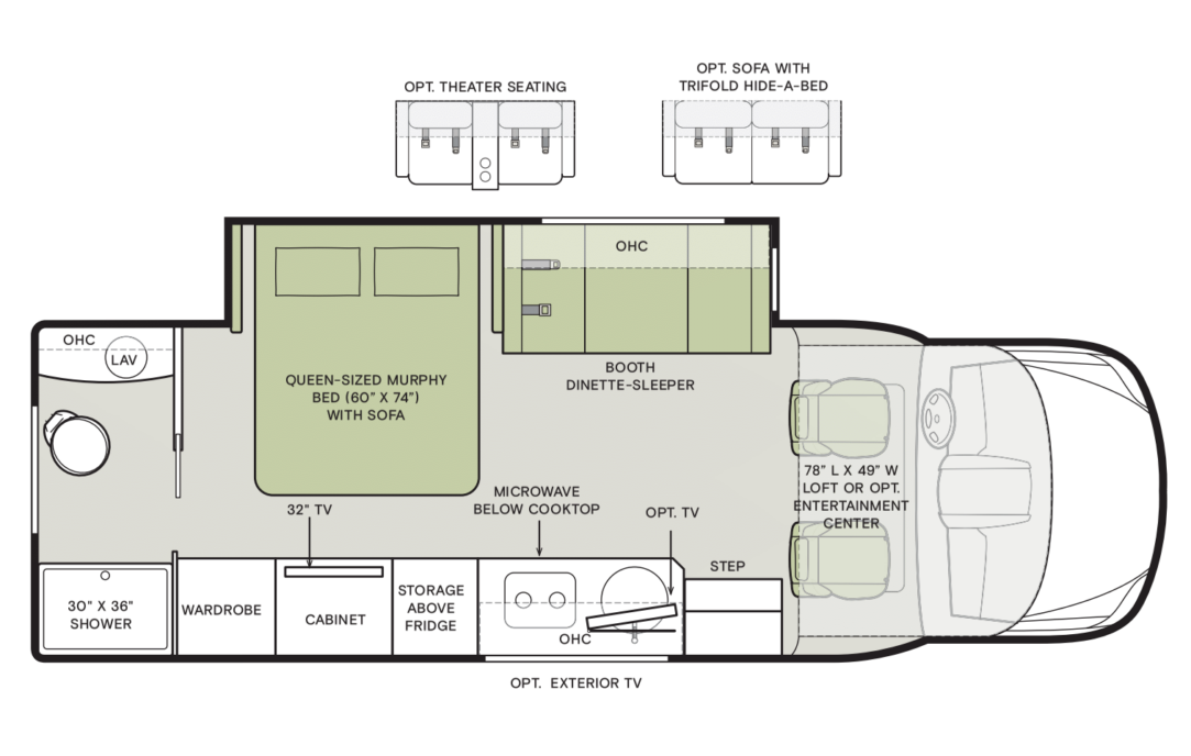 | I Heart RVing Tiffin Wayfarer 25 XRW Class C RV floorplan