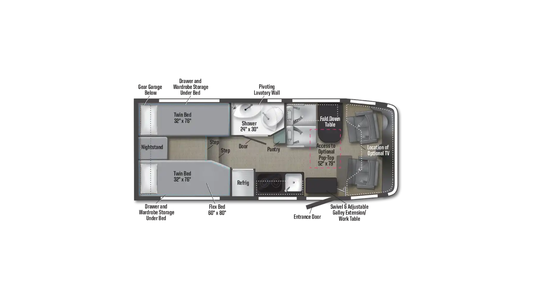 Winnebago EKKO 22A floorplan