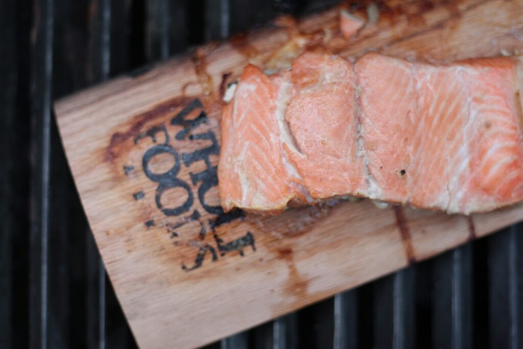 Planked salmon