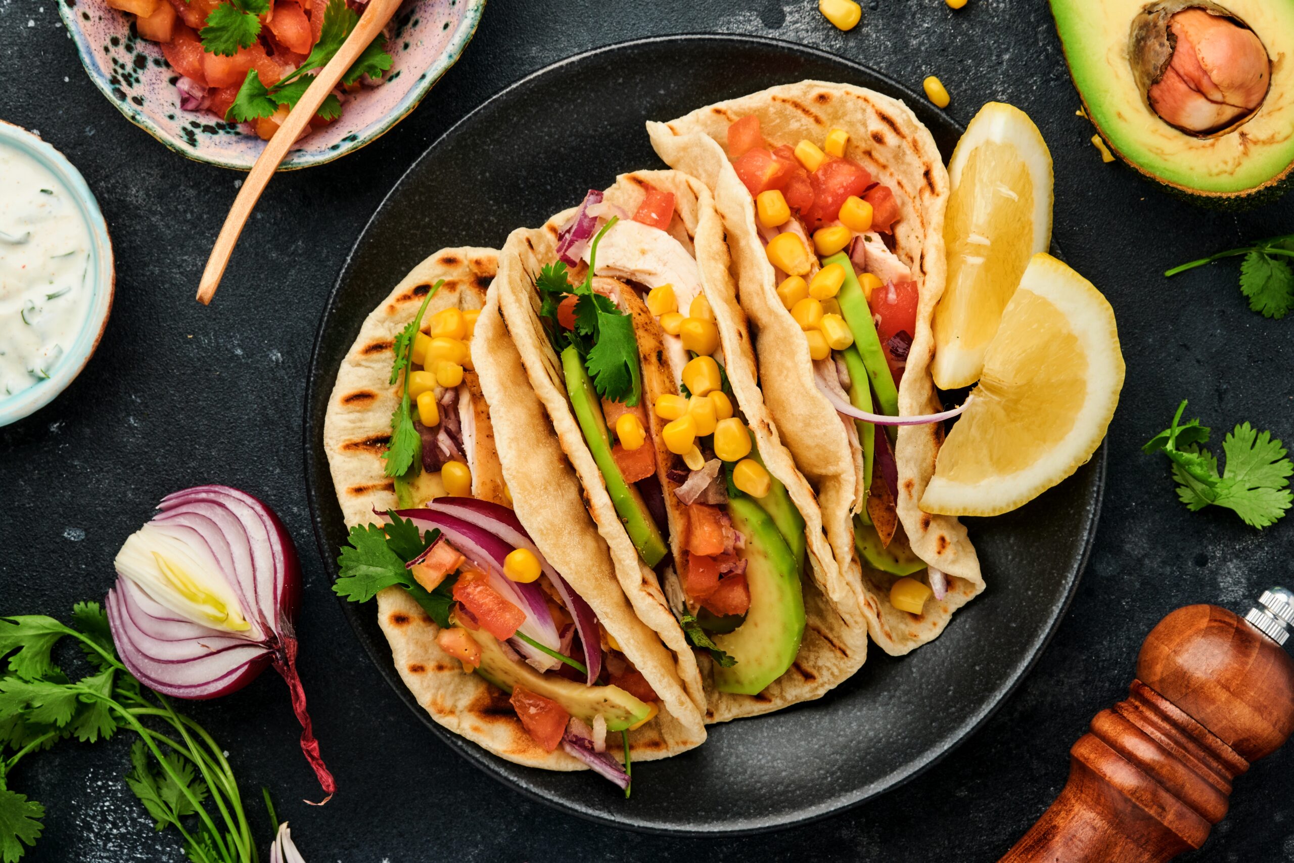 MexicanTacosWithGrilledChickenAvocadoCornKernelsTomatoOnion | I Heart RVing